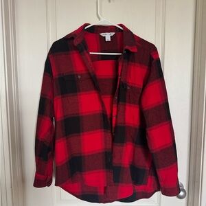 NWOT Old Navt Red and Black Plaid Button-Up Shirt Sz S